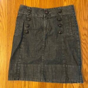 Anthropologie Idra Denim Skirt High Waist, Pockets, Size 2, Sailor Button